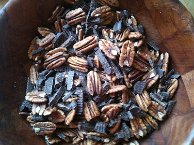 Chocolate and pecans for Chocolate Pecan Pie