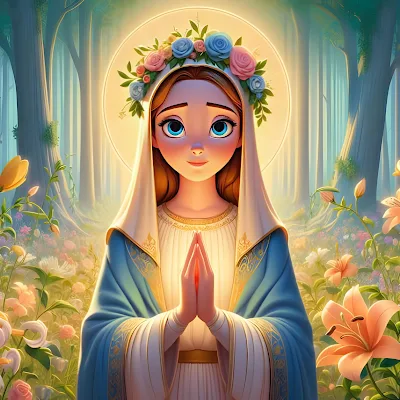 Imagenes de la Virgen María en un estilo animado