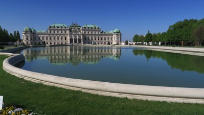Belvedere reflected in lake
