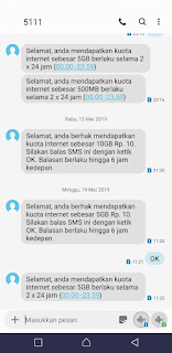 SMS notifikasi promo internet gratis telkomsel