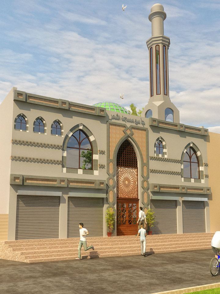 casatreschic interior Muslim Mosque 3D Front  Elevation  Design 