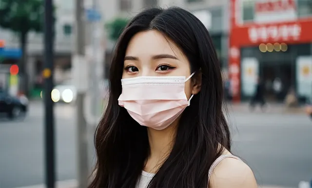 마스크를 착용한 여성