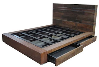 tempat tidur minimalis yang terbuat dari kayu