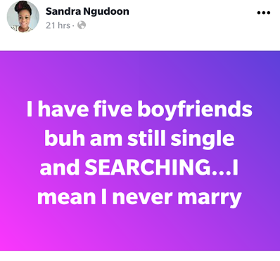 Nigerian girl who has 5 boyfriends but is yet to marry laments on Social media