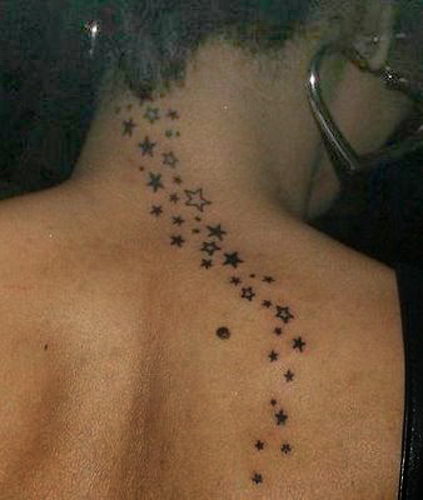 small and cute star tattoo designs combined with moon tattoo designs 5 small