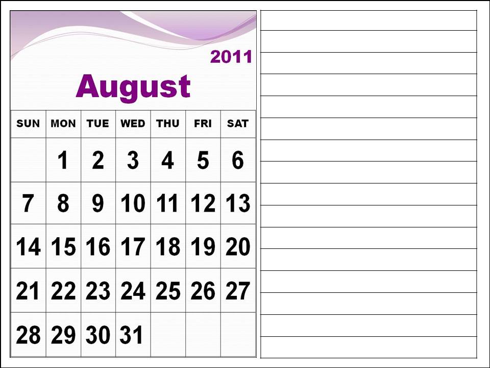 august calendars 2011. Calendar 2011 August with