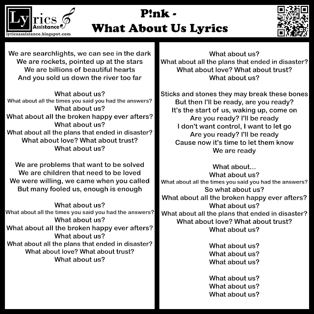 P!nk - What About Us Lyrics | lyricsassistance.blogspot.com