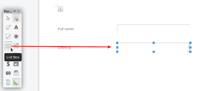 Libreoffice insert list box drop-down