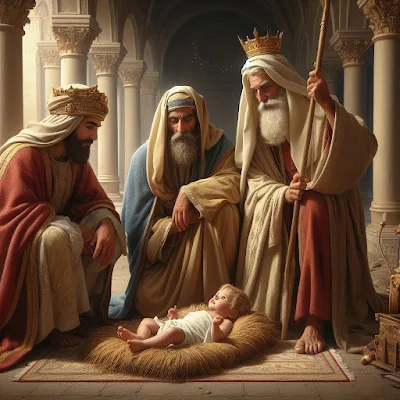 Los Reyes Magos tras su visita a Jesús