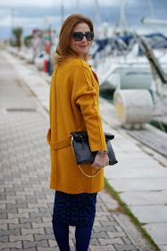 yellow coat, glamorous dress, Bankfashion.co.uk dress, animal print bodycon dress, Fashion and Cookies, fashion blogger