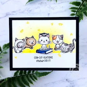 Sunny Studio Stamps: Grad Cat Frilly Frame Dies Purrfect Birthday Cat Themed Congratulations Card by Ashley Ebben