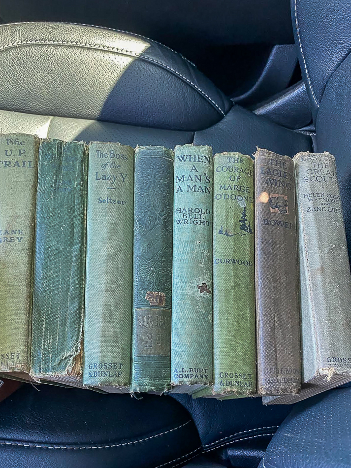 Green vintage books