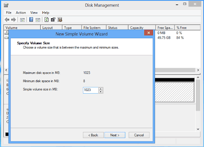 specify volume size in windows 8