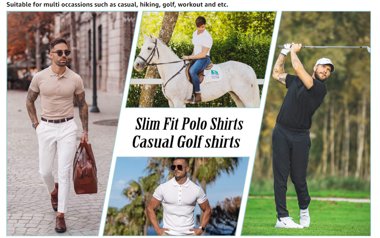 Muscle Polo Shirts for Men Slim Fit Short