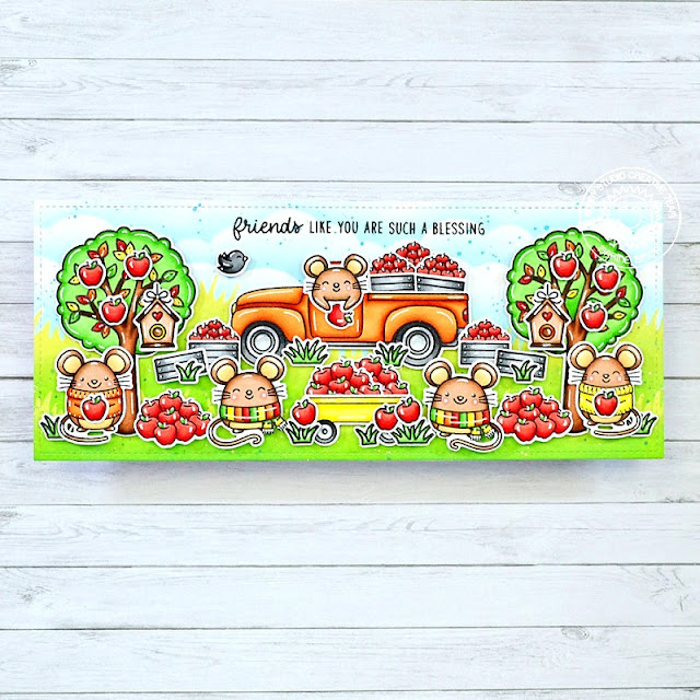 Sunny Studio Stamps: Truckloads of Love Fall Themed Card by Marine Simon (featuring Harvest Mice, Merry Mice, Seasonal Trees)