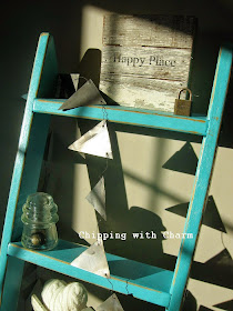 Chipping with Charm: Aqua Ladder Shelf...http://chippingwithcharm.blogspot.com/