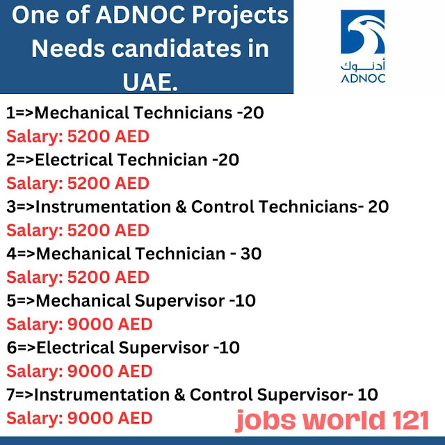 One of ADNOC Projects Needs candidates in UAE.