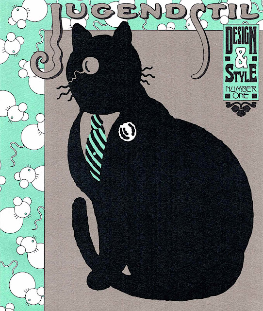 a Seymour Chwast illustration 1980s, design styles, a gentleman cat in silhouette