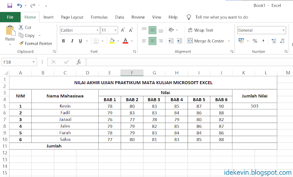 data penjumlahan di excel