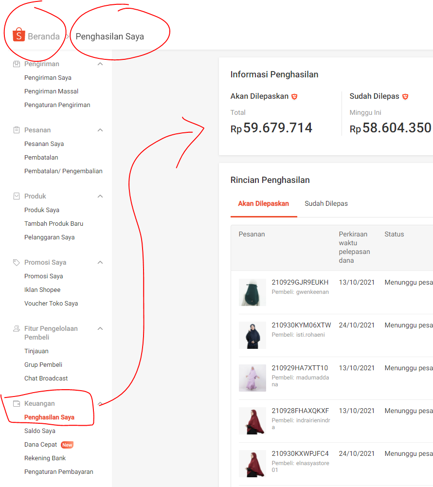 saldo mengendap berjualan di Shopee