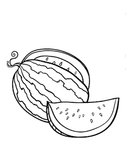 Sketsa Mewarnai Gambar Buah Semangka-Watermelon