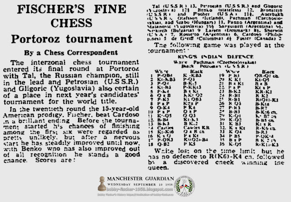 Fischer's Fine Chess - Portoroz Interzonal Tournament