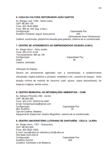 INVENTÁRIO DA OFERTA E INFRAESTRUTURA TURÍSTICA DE SANTARÉM – Pará – Amazônia – Brasil / ANO BASE 2013  -  II. SERVIÇOS E EQUIPAMENTOS TURÍSTICOS