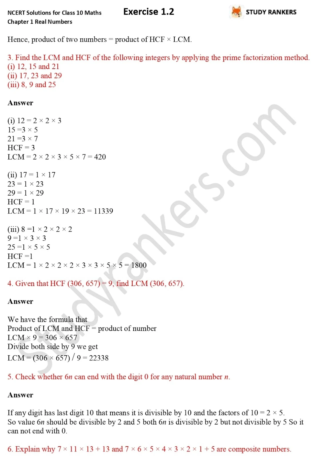 NCERT Solutions for Class 10 Maths Chapter 1 Real Numbers Exercise 1.2 2