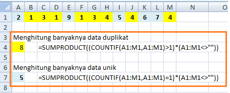 Fungsi COUNTIF Duplikat Dalam Row