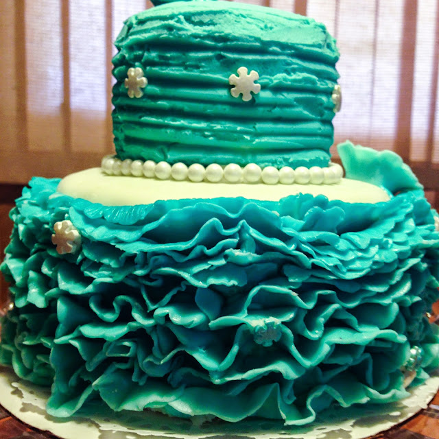 Frozen Birthday Party:  Ruffled Fondant Cake + more ideas from Alice Scraps Wonderland