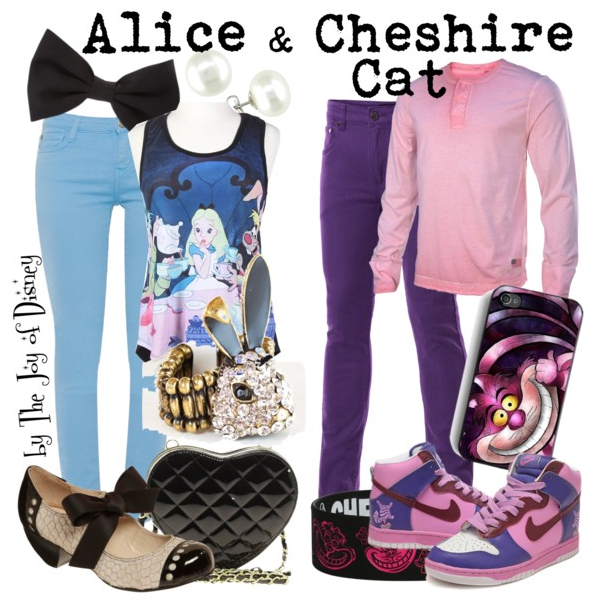 alice in wonderland, alice in wonderland couple, alice in wonderland costumes, cheshire cat, disney fashion