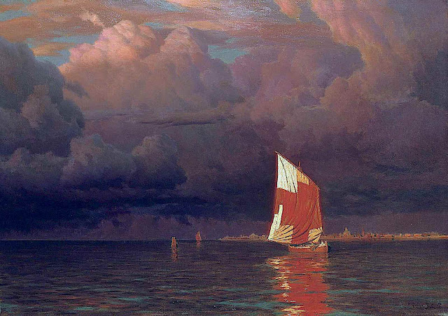 Ivan Fedorovich art, a boat under a dark sky