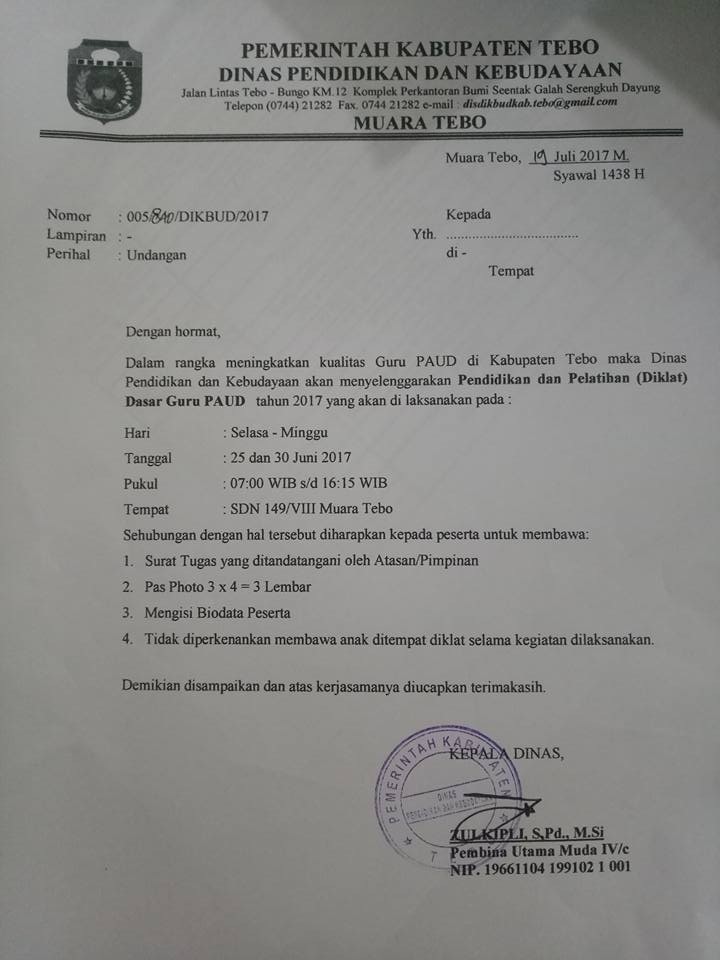 Contoh Surat Undangan Perpisahan