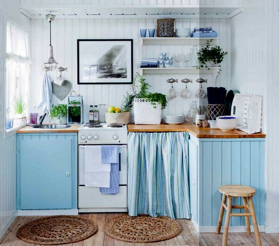 Dapur minimalis warna biru