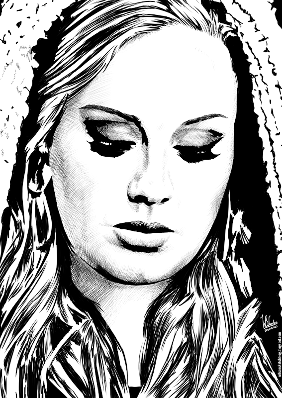 Ink drawing of Adele, using Krita 2.4.