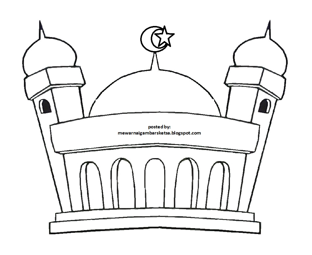 Mewarnai Gambar Mewarnai Gambar Sketsa Masjid 18