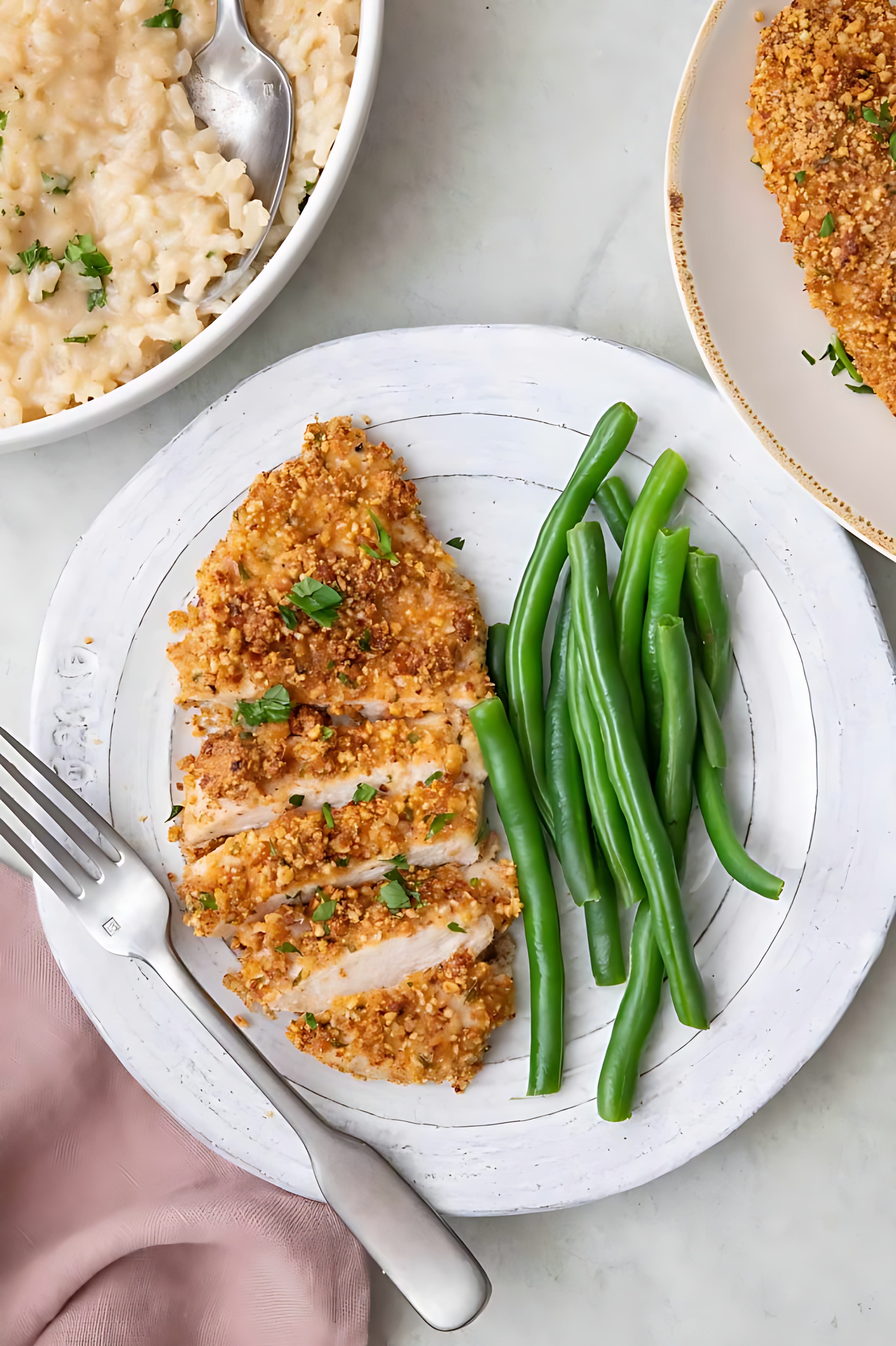 Almond-Crusted Chicken With Lemon Zucchini Noodles