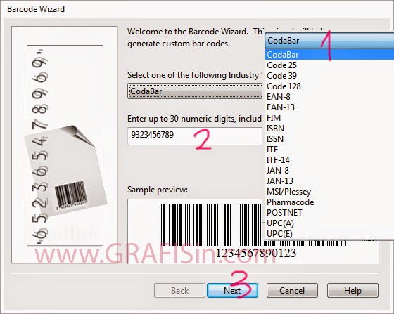 Jendela Barcode Wizard di CorelDraw X7