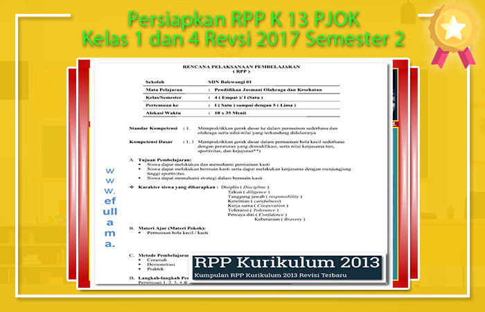 RPP K 13 PJOK Kelas 1 dan 4 Revsi 2017 Semester 2