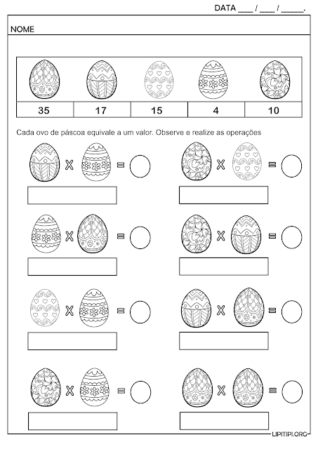 Atividade Multiplicação Ilustrada Ovos de Páscoa
