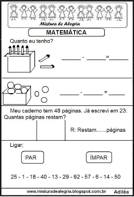 Atividades matemática séries inciais alfabetização