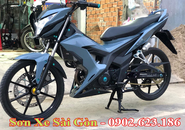 Sơn xe máy Honda Sonic màu xanh xi măng cực đẹp