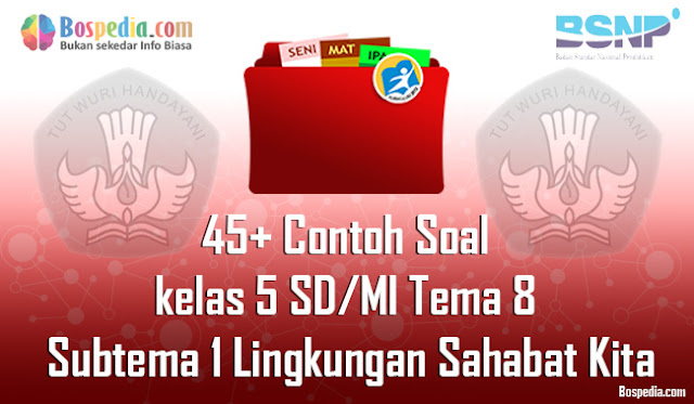 45+ Contoh Soal untuk kelas 5 SD/MI Tema 8 Subtema 1 Lingkungan Sahabat Kita