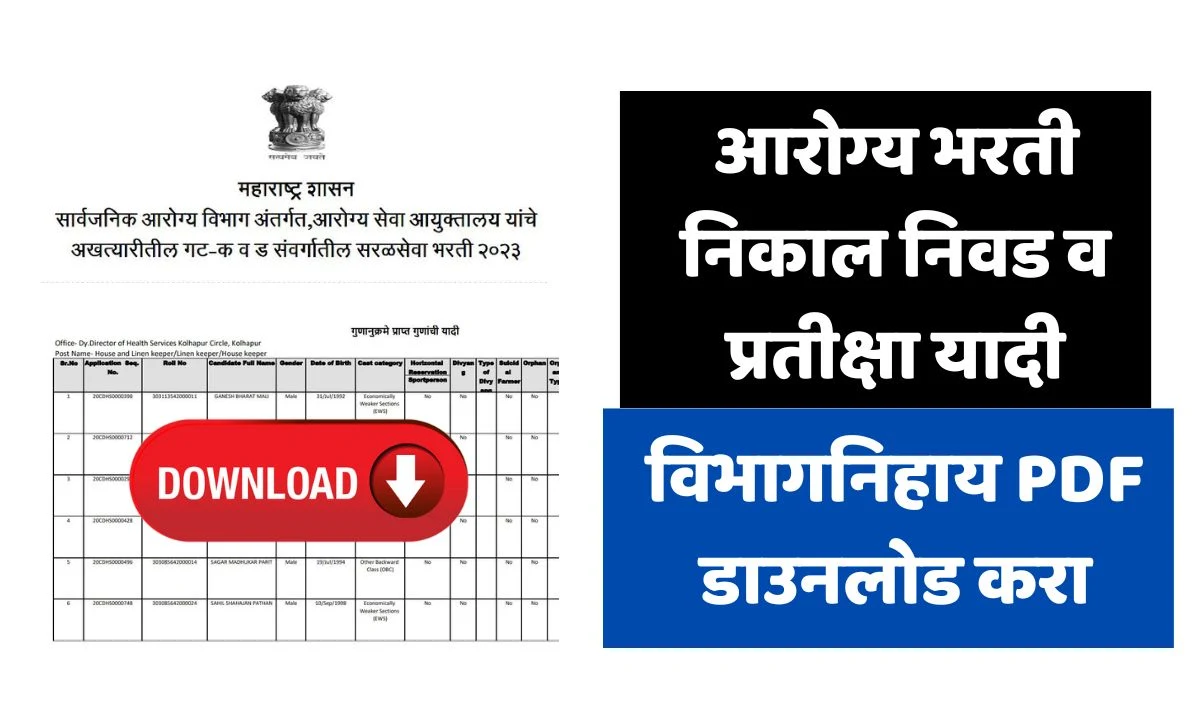 Arogya Vibhag Result PDF