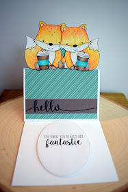 Fox Coffee Card by Jess Gerstner featuring JustME digital stamps and MFT flop card die