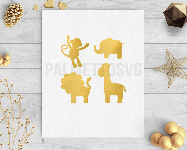 safari animals gold foil clip art svg dxf silhouette cricut downloads