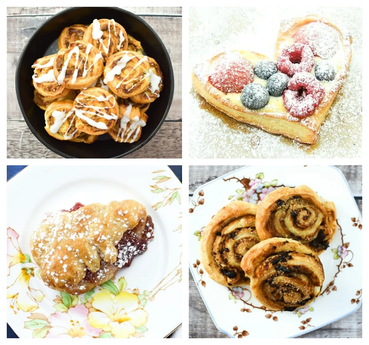 Sweet puff pastry pastries.