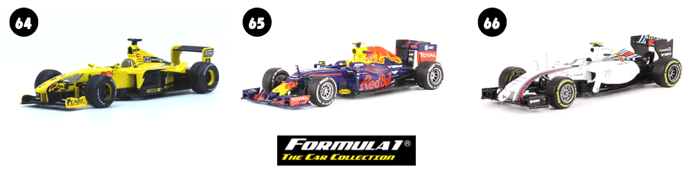 f1 the car collection, jordan 199 1:43 heinz-harald frentzen, redbull rb12 1:43 max verstappen, williams fw36 1:43 valtteri bottas