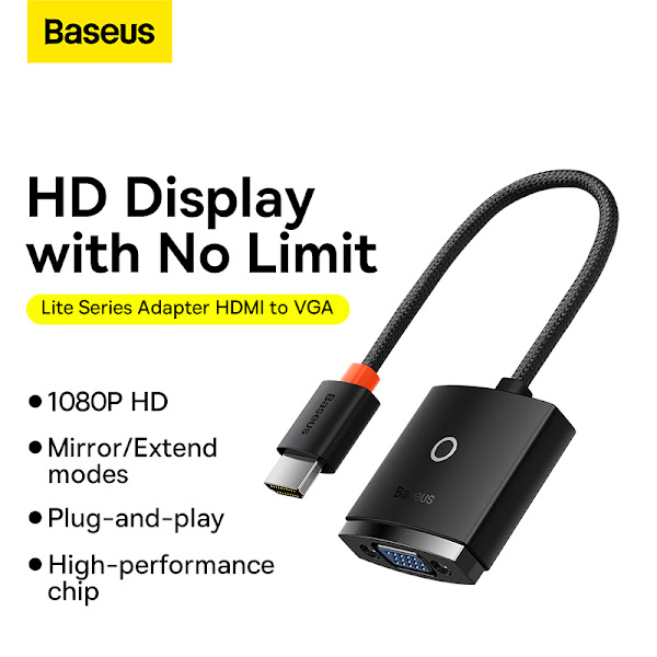 Hub Chuyển Đổi Kết Nối Baseus Lite Series Adapter HDMI to VGA + AUX 3.5mm