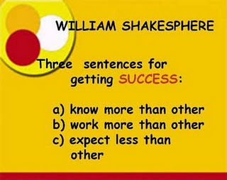 The sentence for   getting success:  a) know more than other  b) work more than other  c) expect less than other